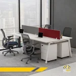 وورك ستيشن أبيض وأزرق بمقاس 120 سم × 60 سم