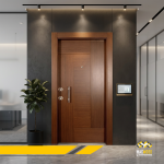 مدخل مكتب إداري VIP بتصميم خشبي فريد وإكسسوارات ذكية.